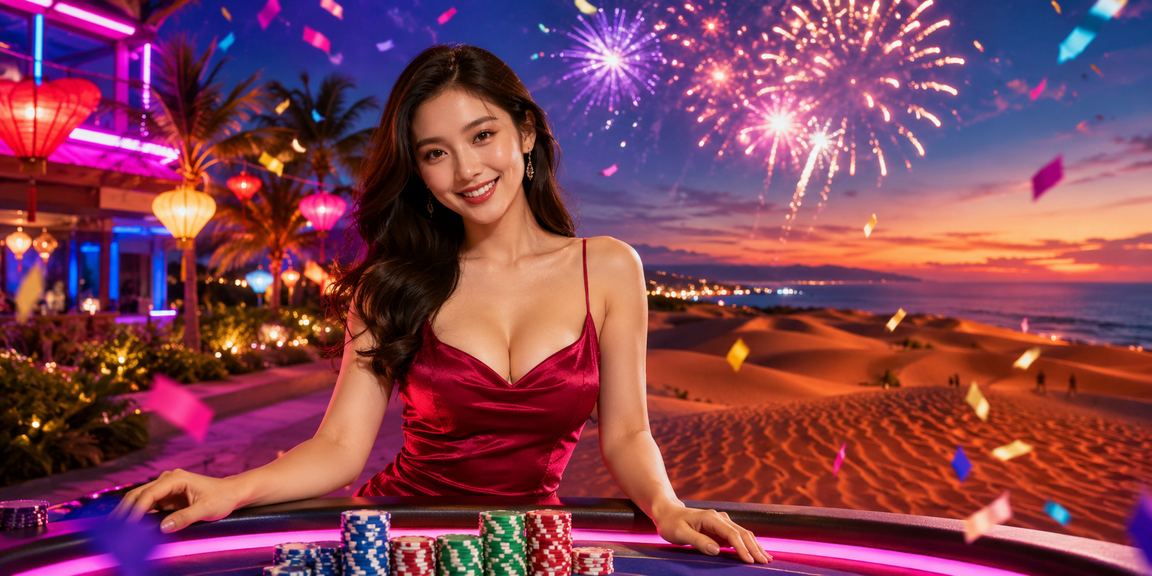 Giao diện ứng dụng 5ds hiện đại với ánh đèn neon tại Mũi Né ban đêm